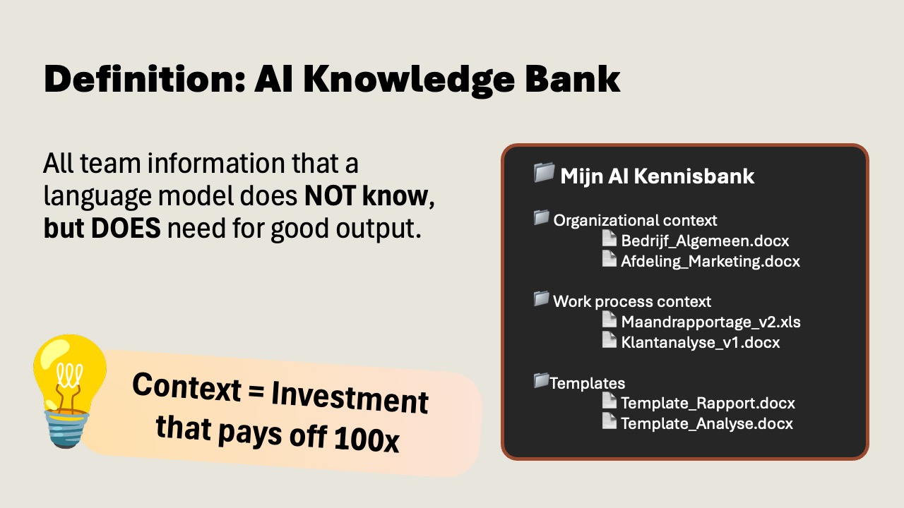 Definition AI Knowledge Bank: all information AI doesn't know but does need